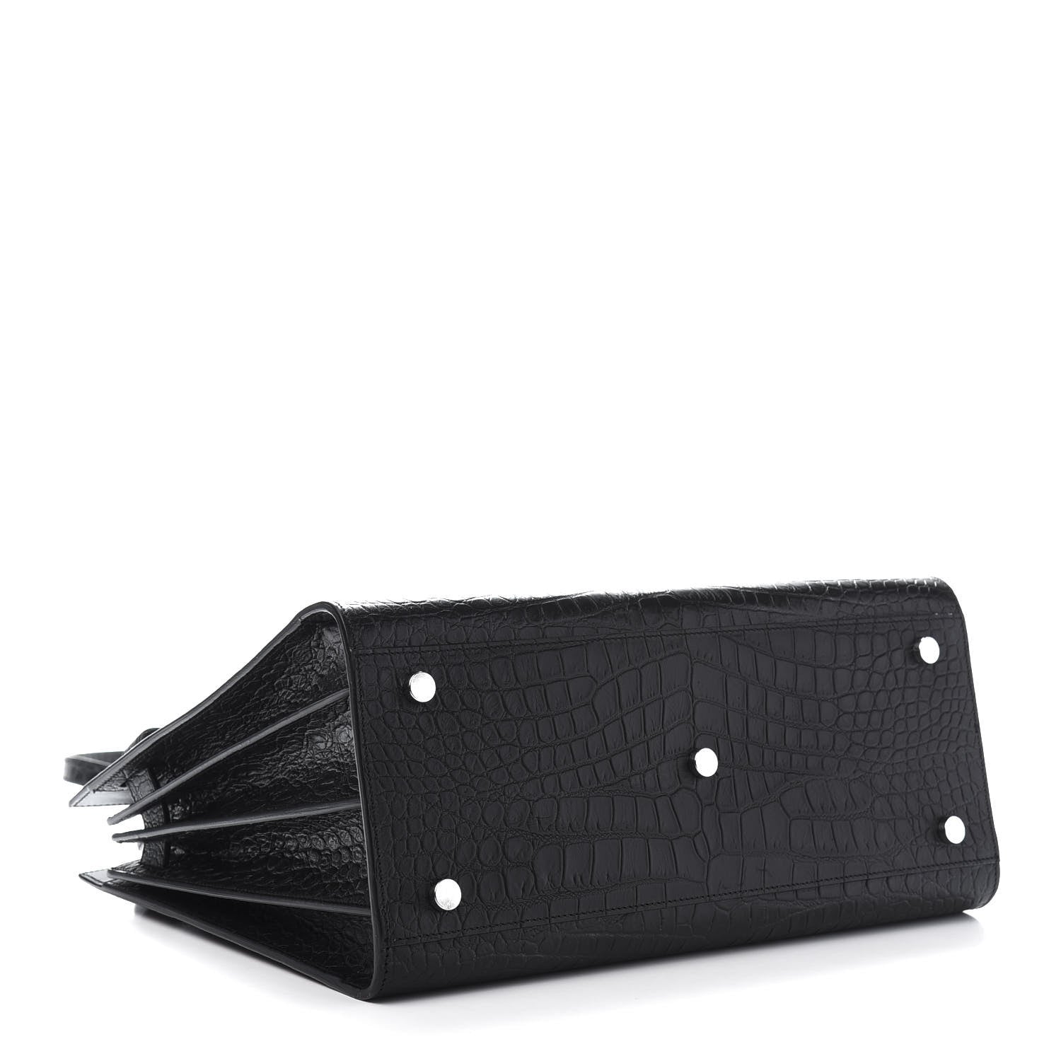 Saint Laurent Calfskin Crocodile Embossed Small Sac de Jour Black 4 of 10