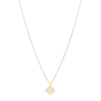 Van Cleef & Arpels 18K Yellow Gold Mother of Pearl Sweet Alhambra Pendant Necklace 1 of 6