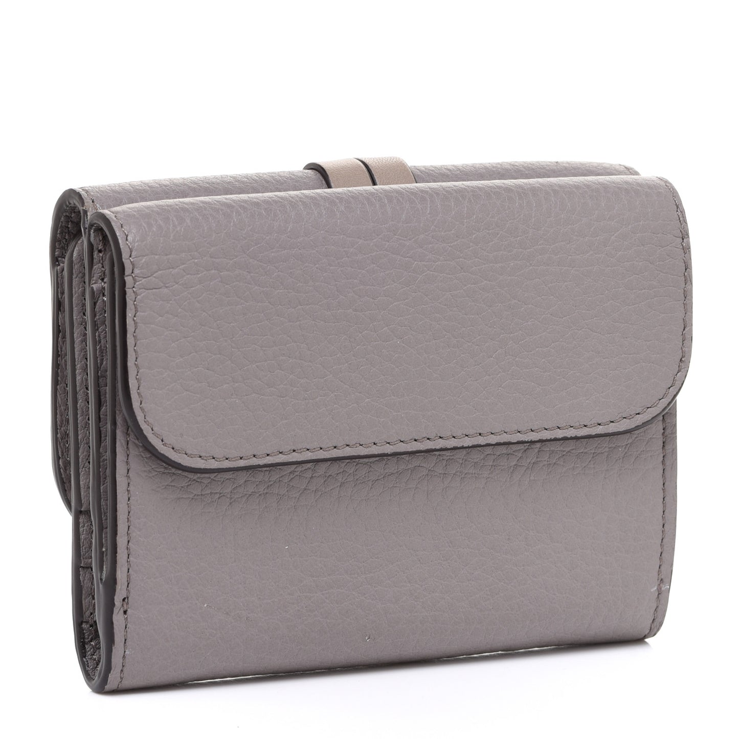 Calfskin Alphabet Trifold Wallet Cashmere Grey