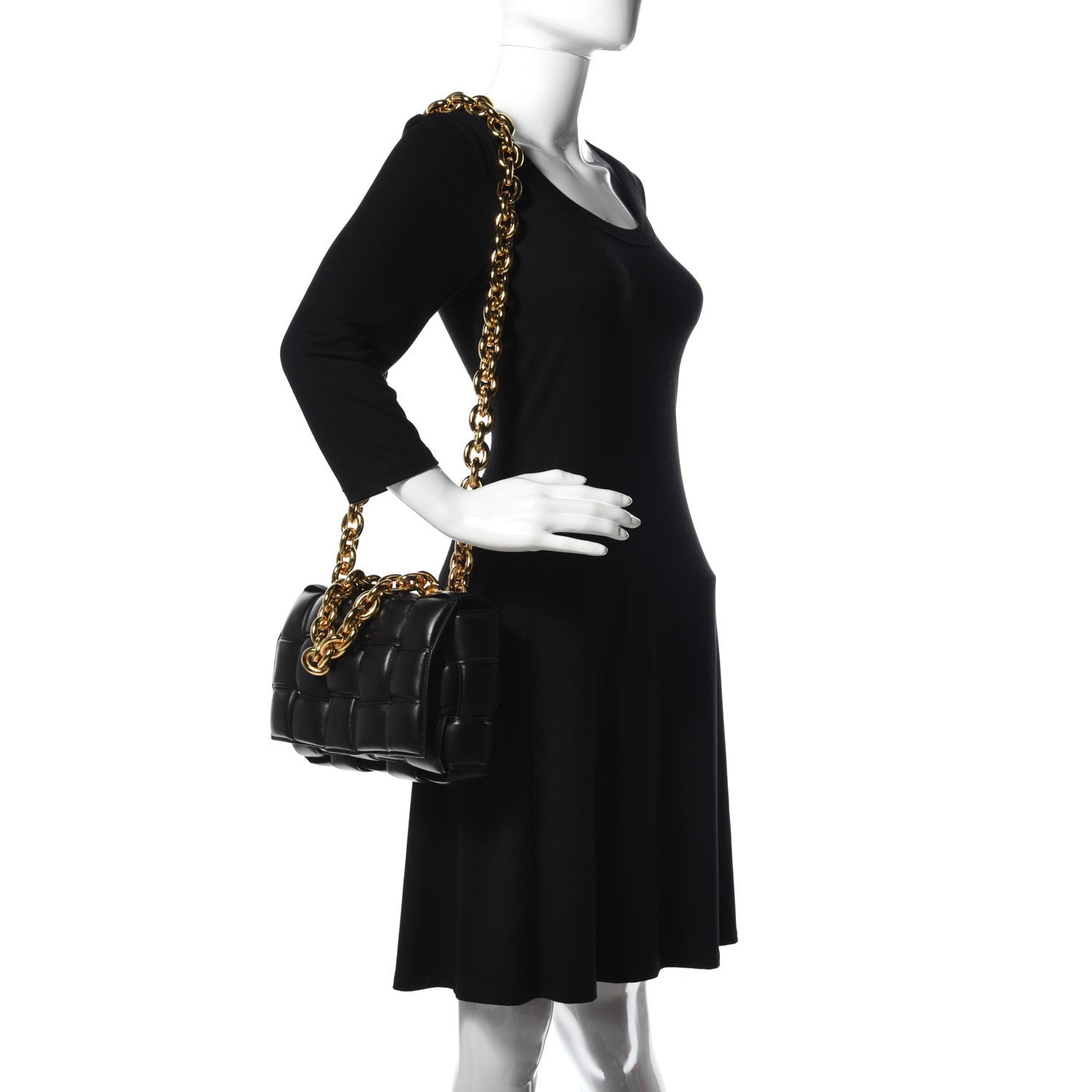 Bottega Veneta Lambskin Maxi Intreccio Padded Chain Cassette Crossbody Bag Black 2 of 8