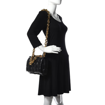 Bottega Veneta Lambskin Maxi Intreccio Padded Chain Cassette Crossbody Bag Black 2 of 8