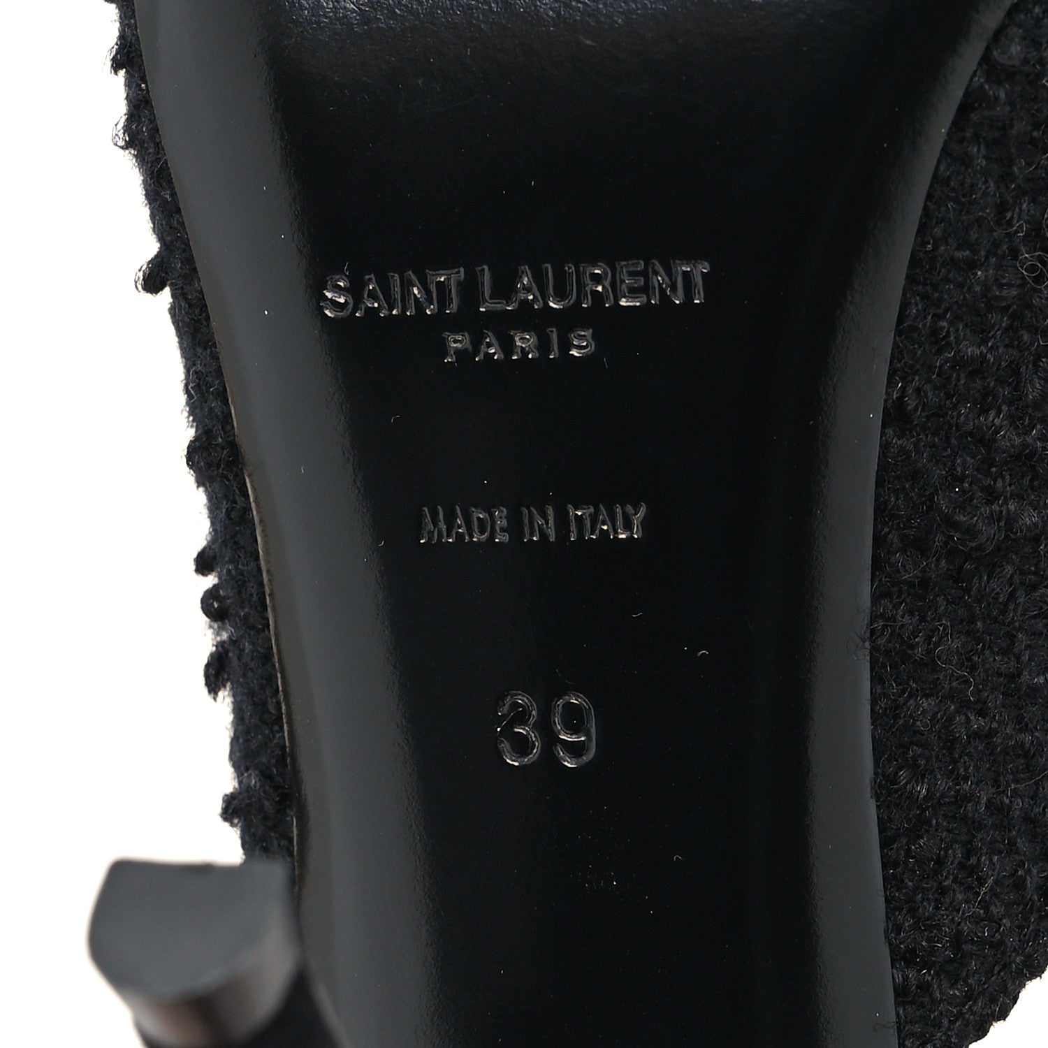 Saint Laurent Tweed Cap Toe Slingback Pumps 39 Black 7 of 7
