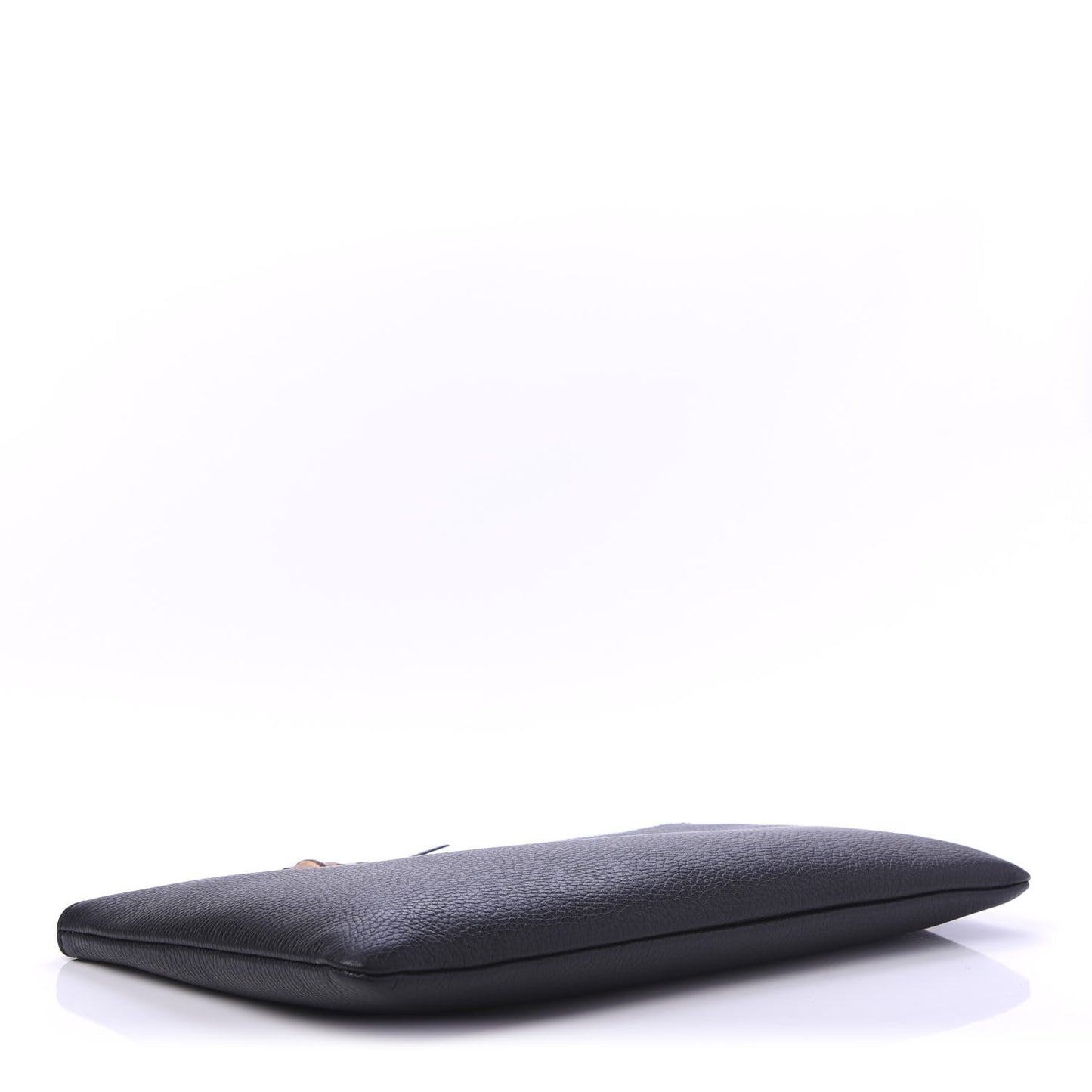 Pebbled Calfskin Large Bamboo Clutch Black