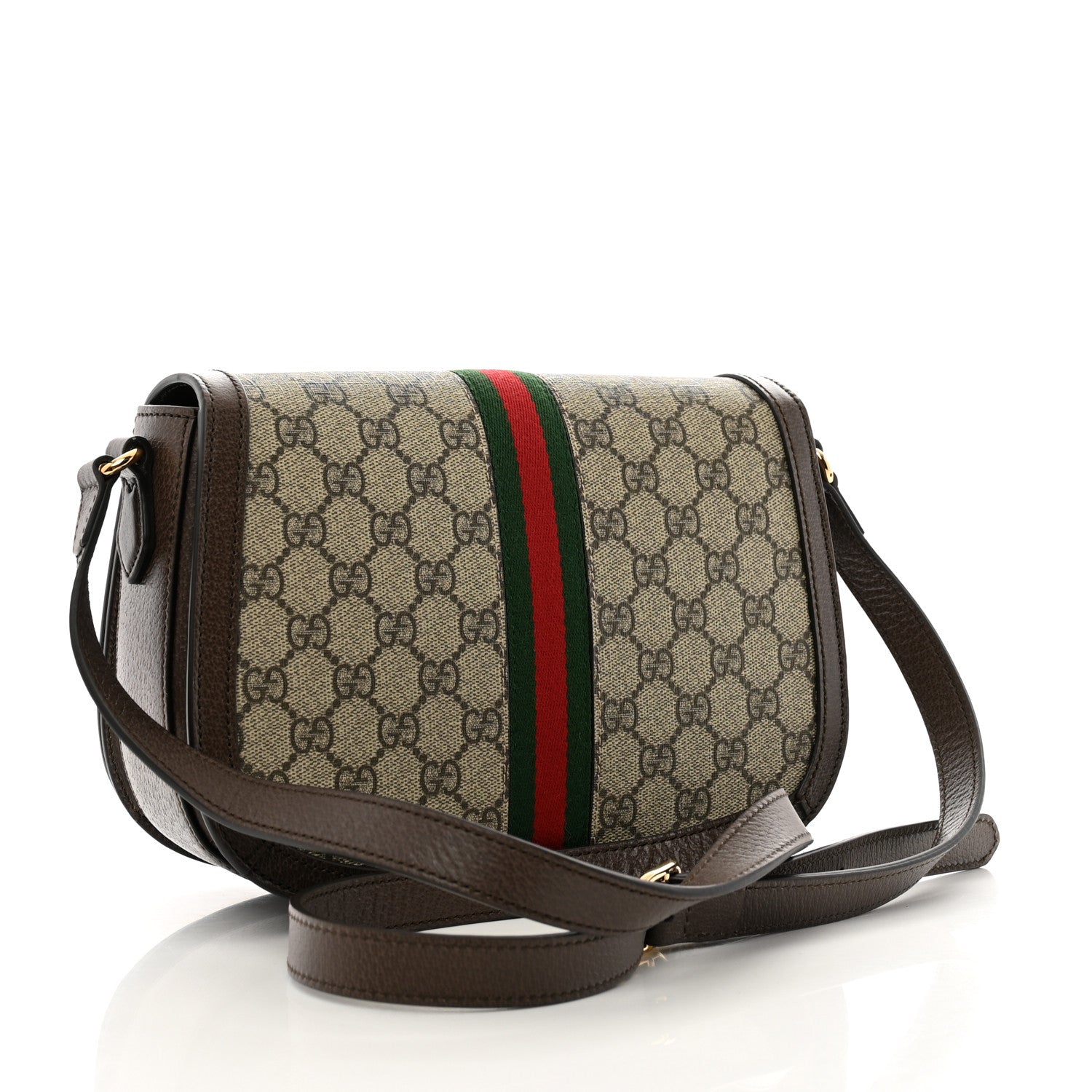 Gucci GG Supreme Monogram Web Small Ophidia Flap Messenger Bag Brown 3 of 10