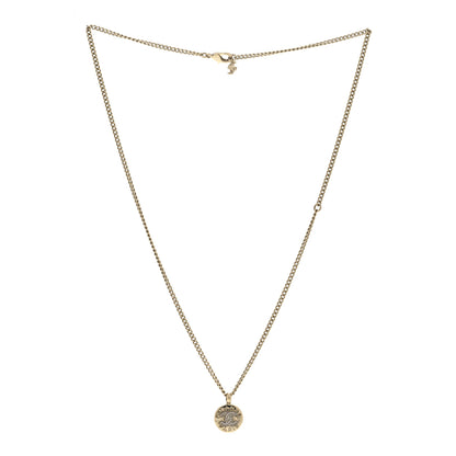 Chanel Metal Crystal CC Round Pendant Necklace Gold 3 of 7