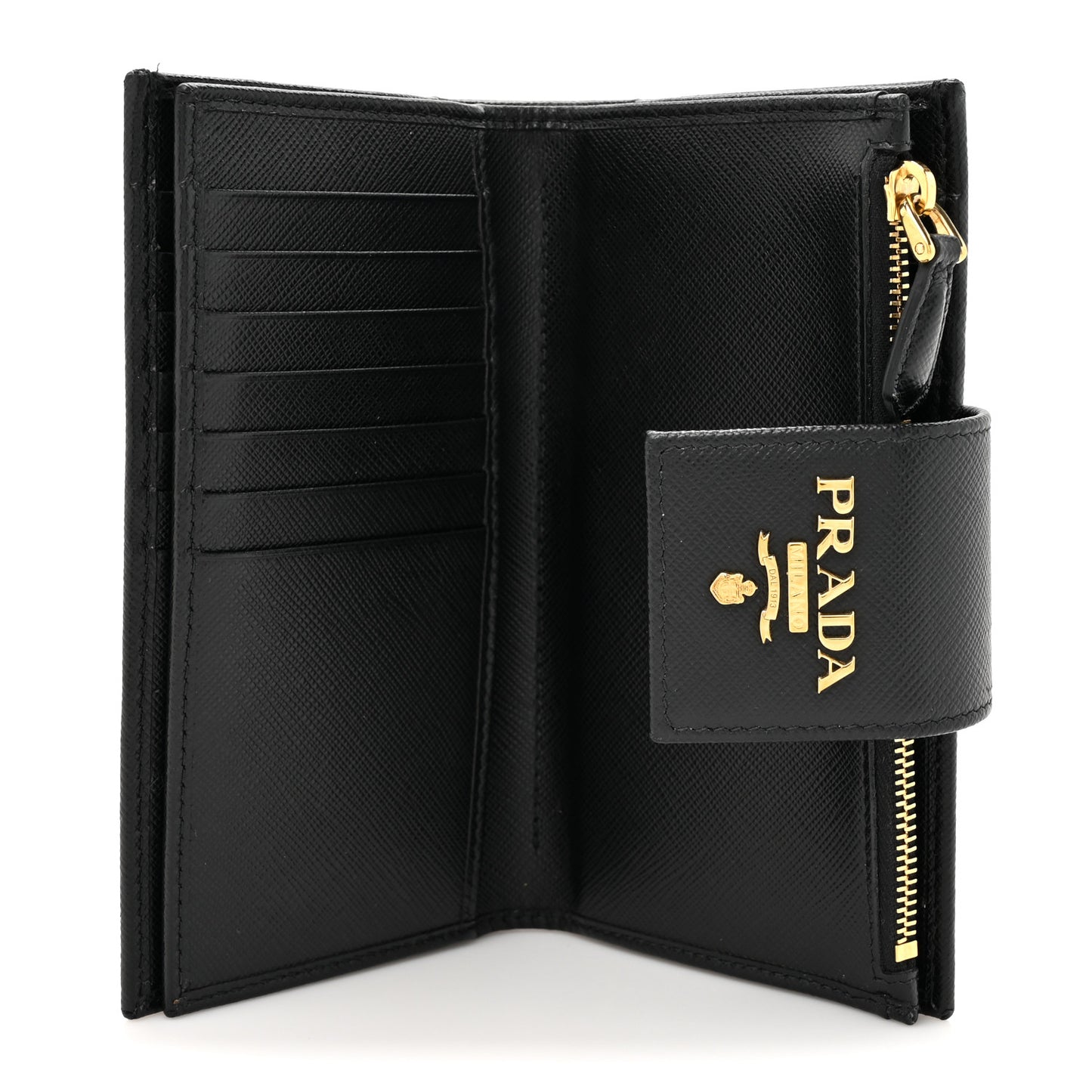 Saffiano Metal Tab Wallet Black