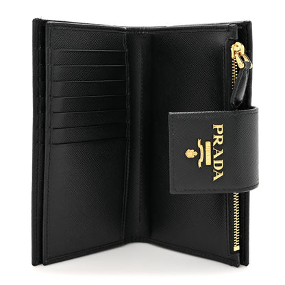 Prada Saffiano Metal Tab Wallet Black 5 of 13