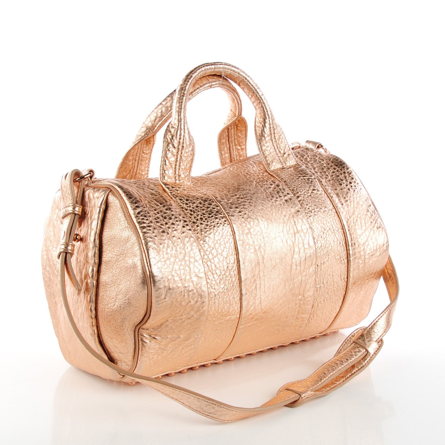 Metallic Pebbled Lambskin Rocco Rose Gold Hardware