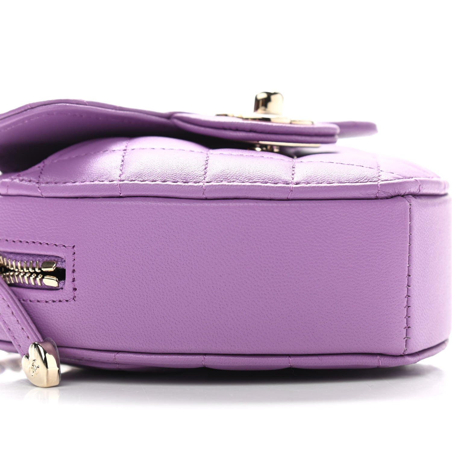 Chanel Lambskin Quilted CC In Love Heart Clutch With Chain Purple 4 of 10