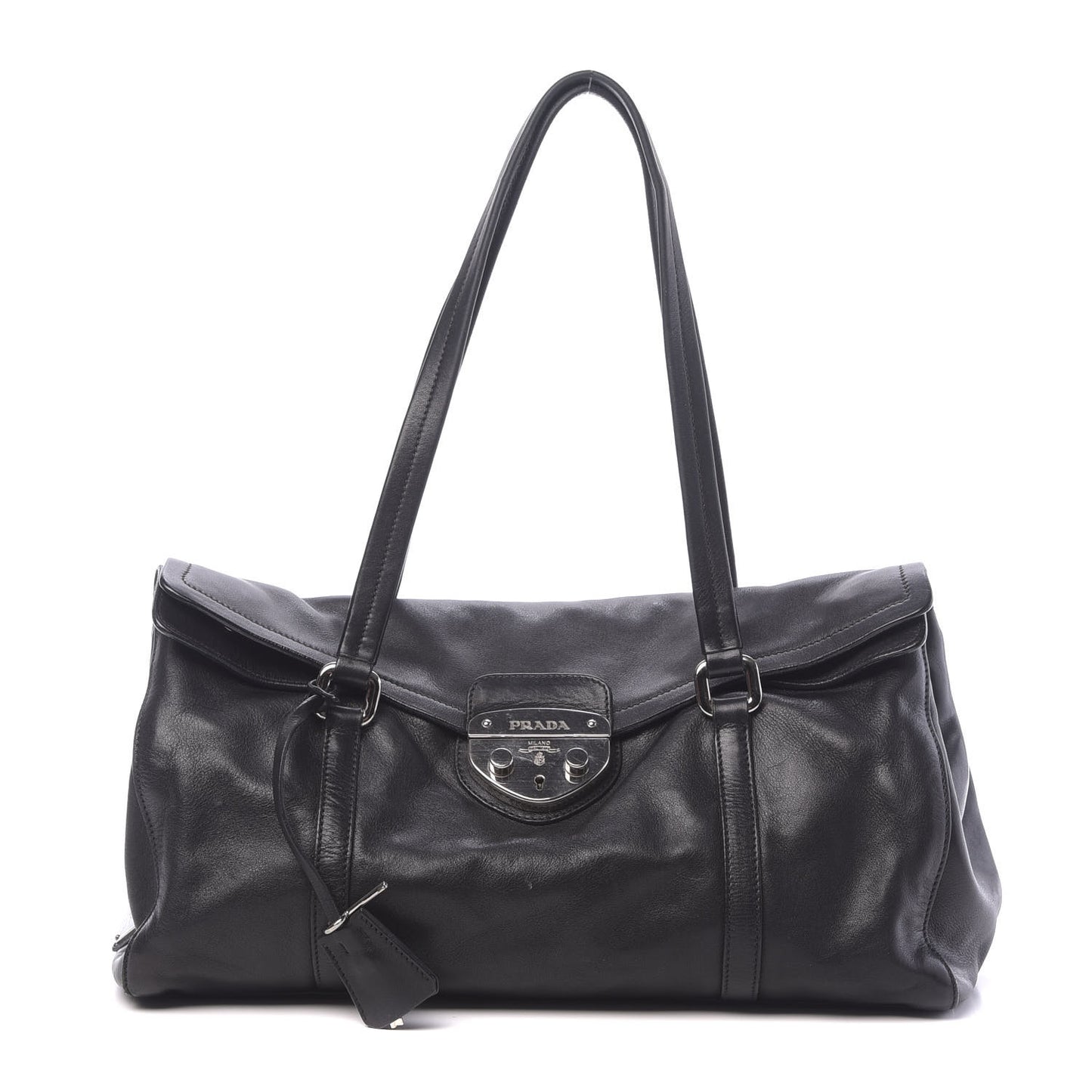 Royal Calf Easy Foldover Pushlock Satchel Black