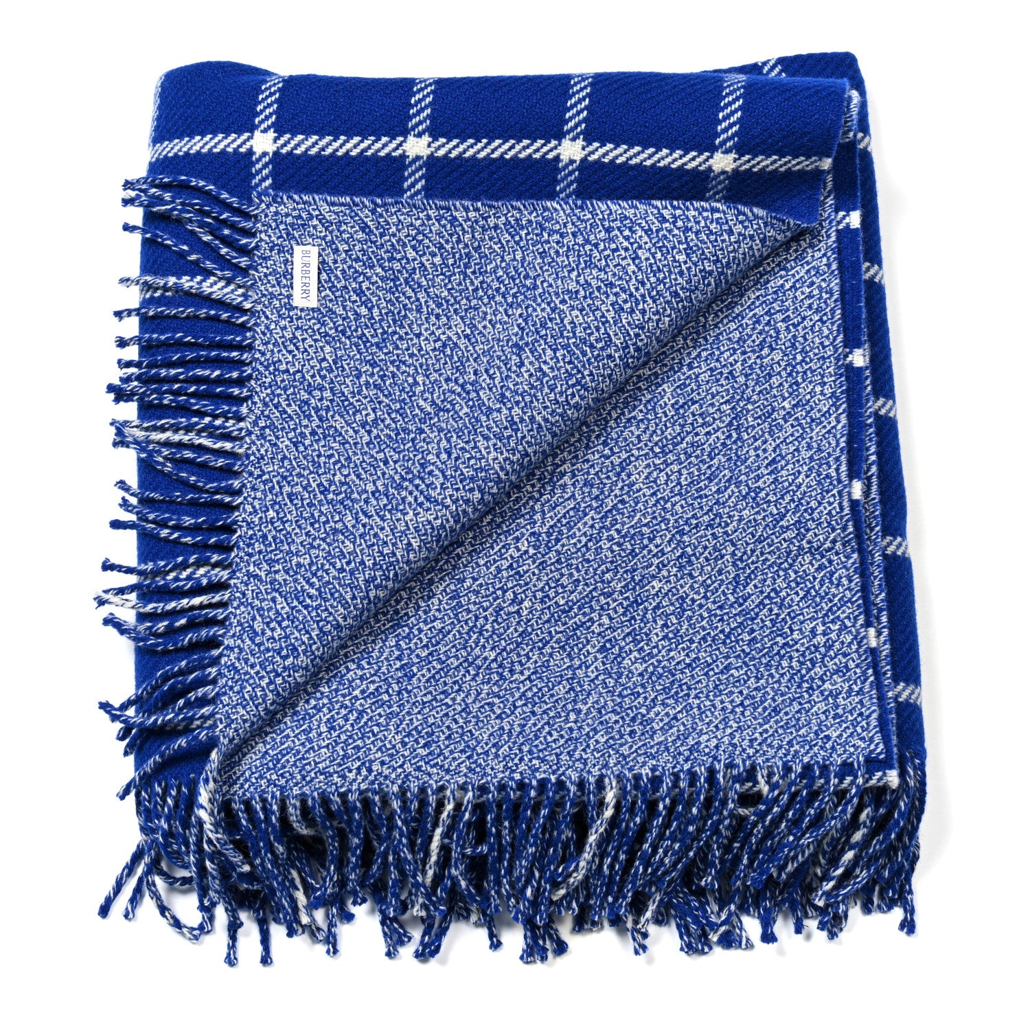 Burberry Wool Windowpane Fringe Blanket Knight 2 of 3