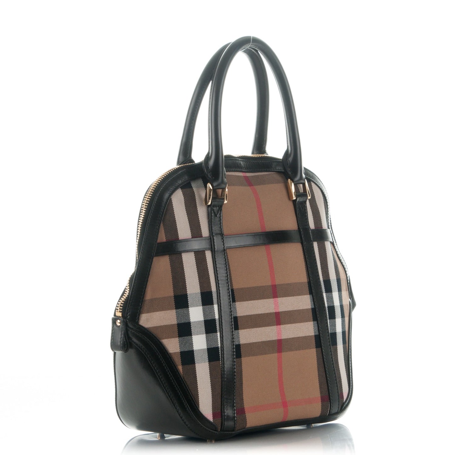 Bridle Calfskin House Check Medium Orchard Bowling Bag Black