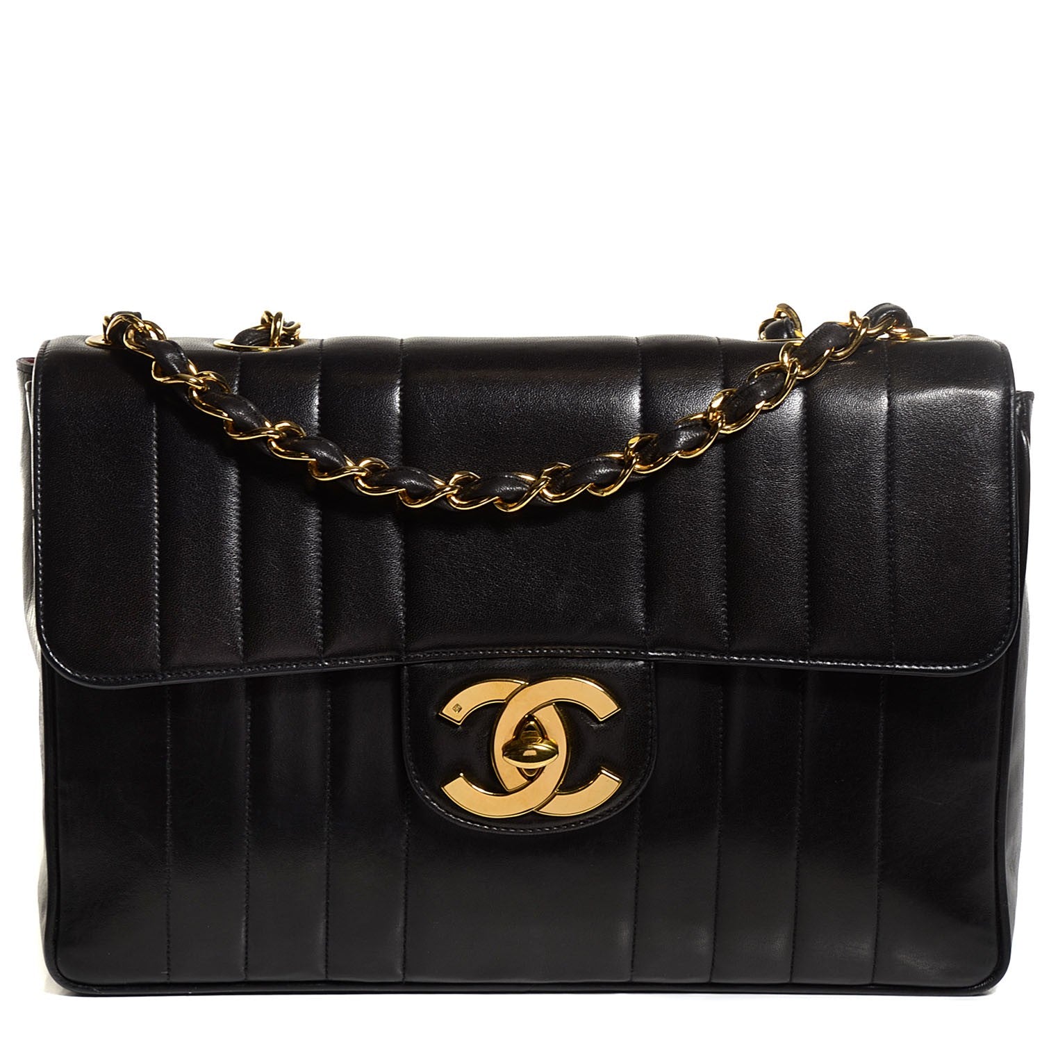 Chanel Lambskin Vertical Quilt Jumbo Flap Black 1 of 9