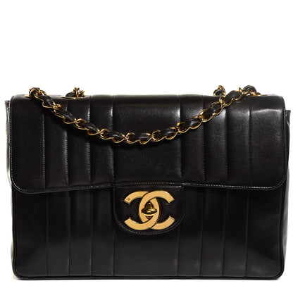 Chanel Lambskin Vertical Quilt Jumbo Flap Black 1 of 9