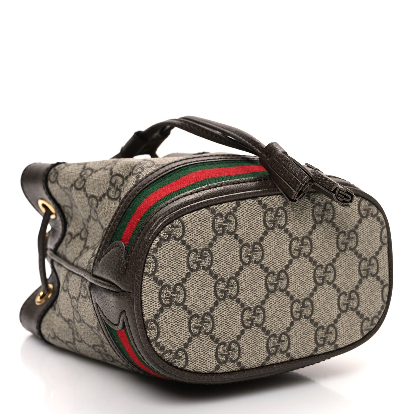 GG Supreme Monogram Web Mini Ophidia Bucket Bag Brown