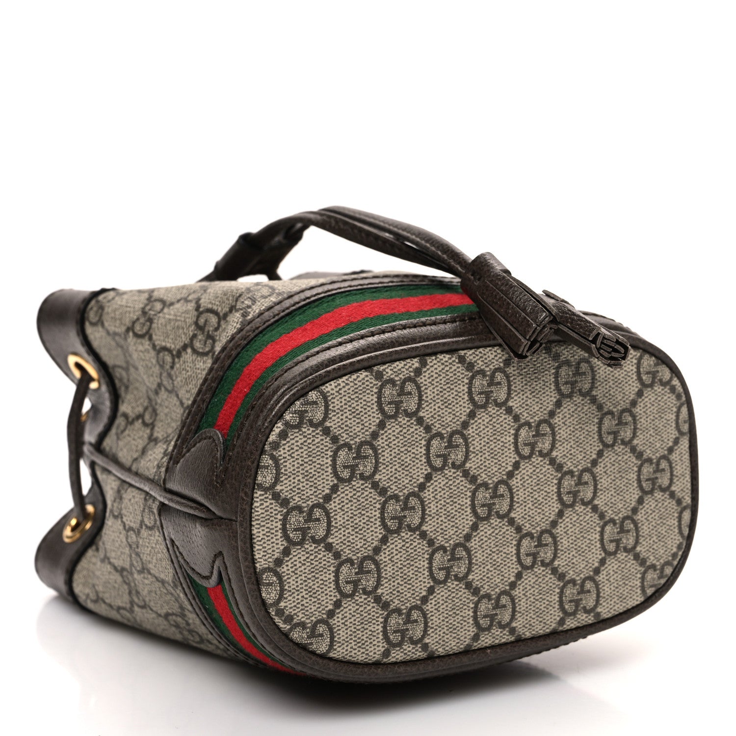 Gucci GG Supreme Monogram Web Mini Ophidia Bucket Bag Brown 4 of 10