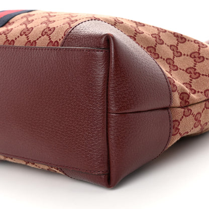 Gucci Monogram Textured Dollar Calfskin Web Medium Ophidia Shopping Tote Sahara Rubino Chardonnay 9 of 10