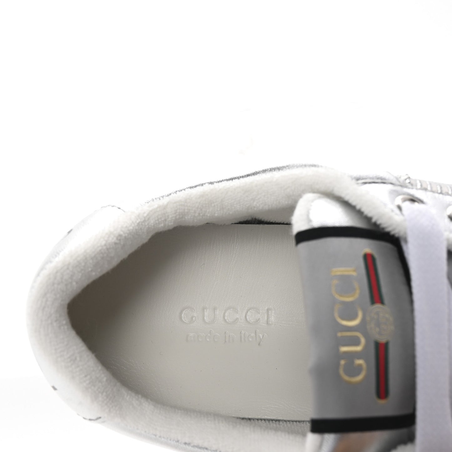 Metallic Nappa Silk Crystals Womens Screener Sneakers 36.5 Silver Light Grey