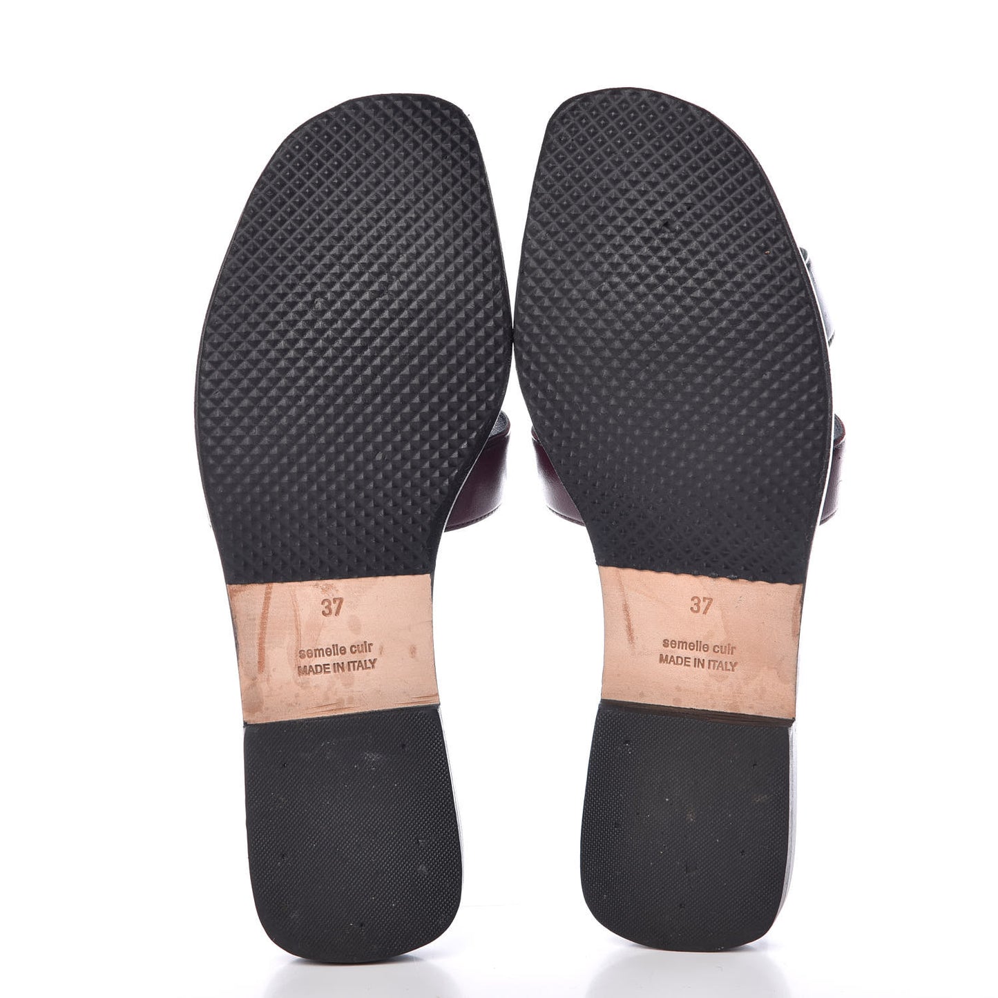 Box Calfskin Oran Sandals 37 Bleu Ardoise Bordeaux