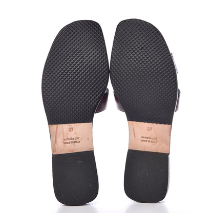Hermes Box Calfskin Oran Sandals 37 Bleu Ardoise Bordeaux 7 of 12