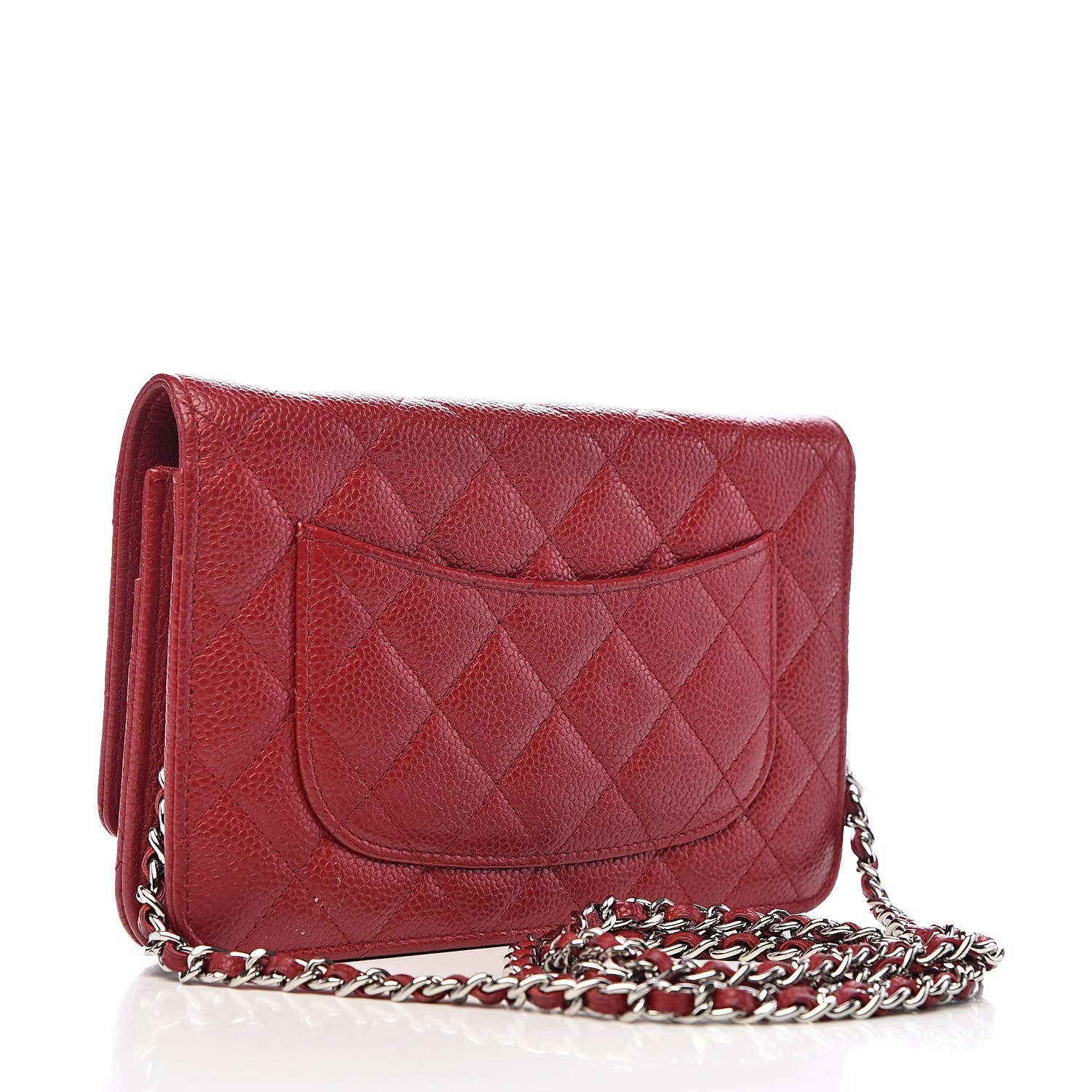 Chanel Caviar Quilted Wallet on Chain WOC Red 3 of 12