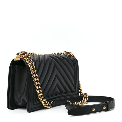 Chanel Calfskin Chevron Quilted Medium Boy Flap Black 3 of 11