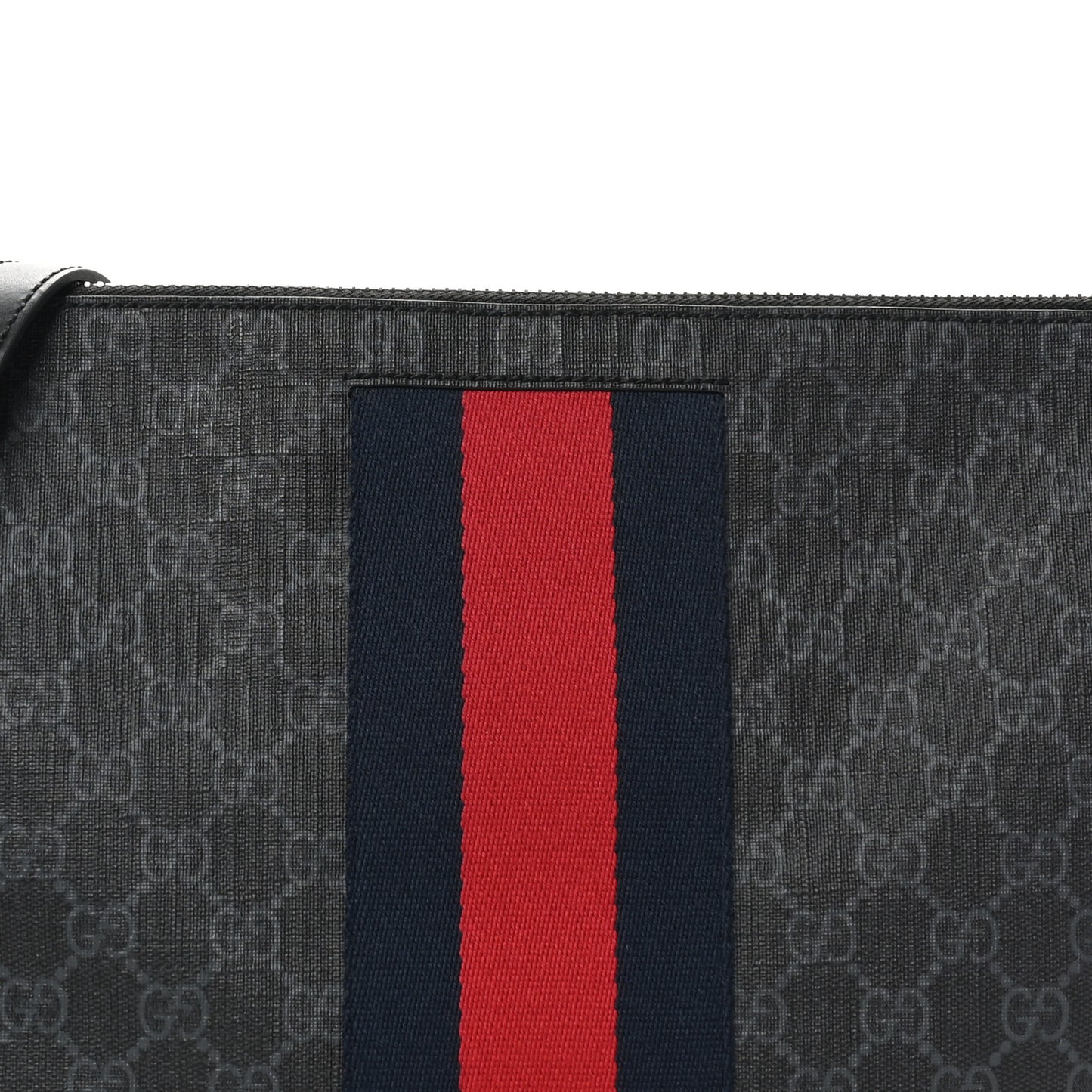 Soft GG Supreme Monogram Appia Calfskin Web East West Messenger Bag Black Grey