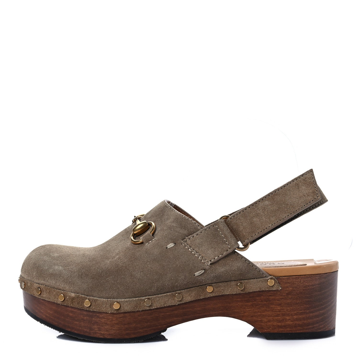 Gucci Suede Horsebit Amstel Slingback Clogs 38 Taupe 1 of 8