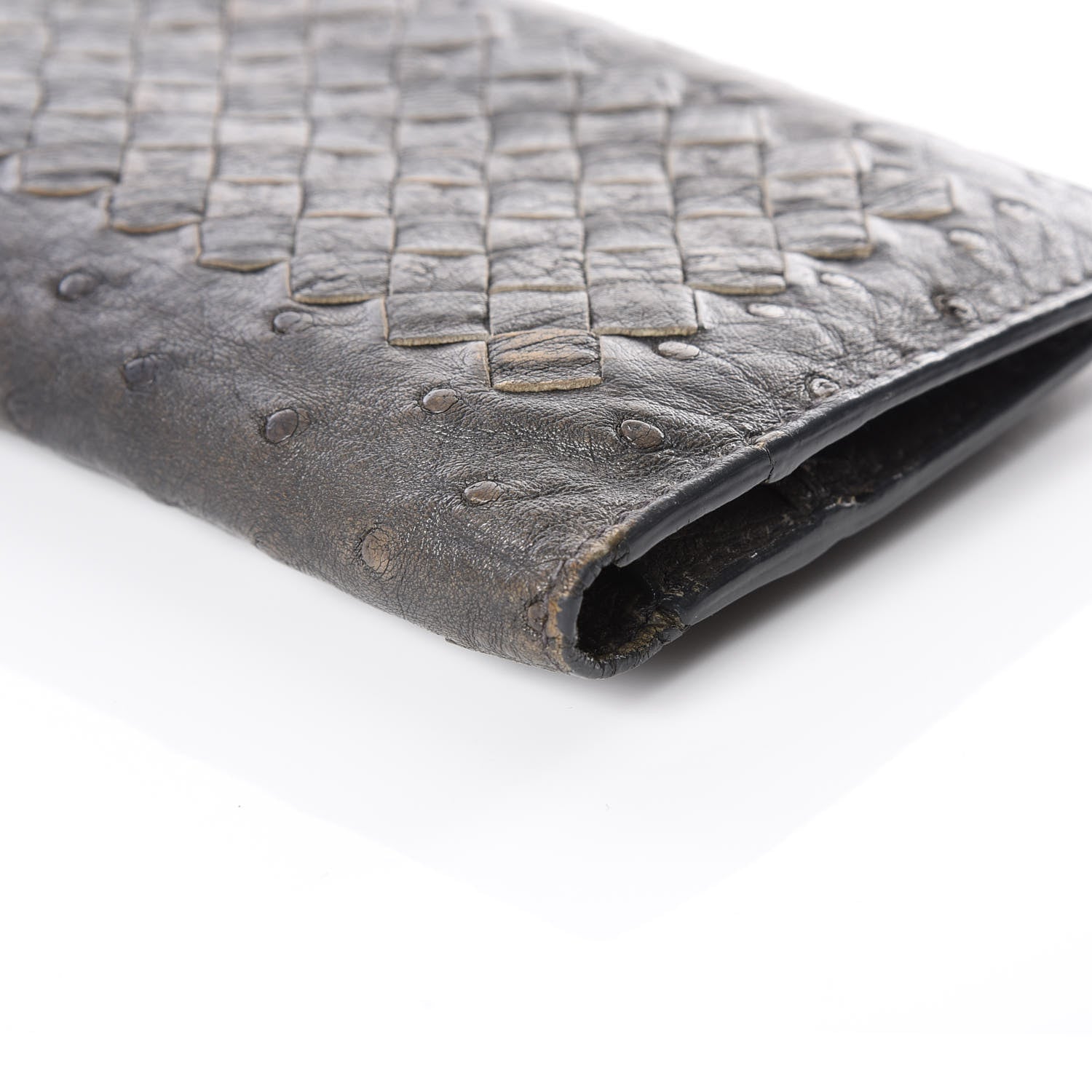 Bottega Veneta Ostrich Intrecciato Long Bi-Fold Wallet Ardoise 6 of 12