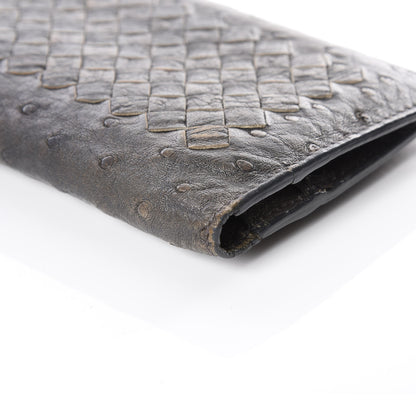 Bottega Veneta Ostrich Intrecciato Long Bi-Fold Wallet Ardoise 6 of 12