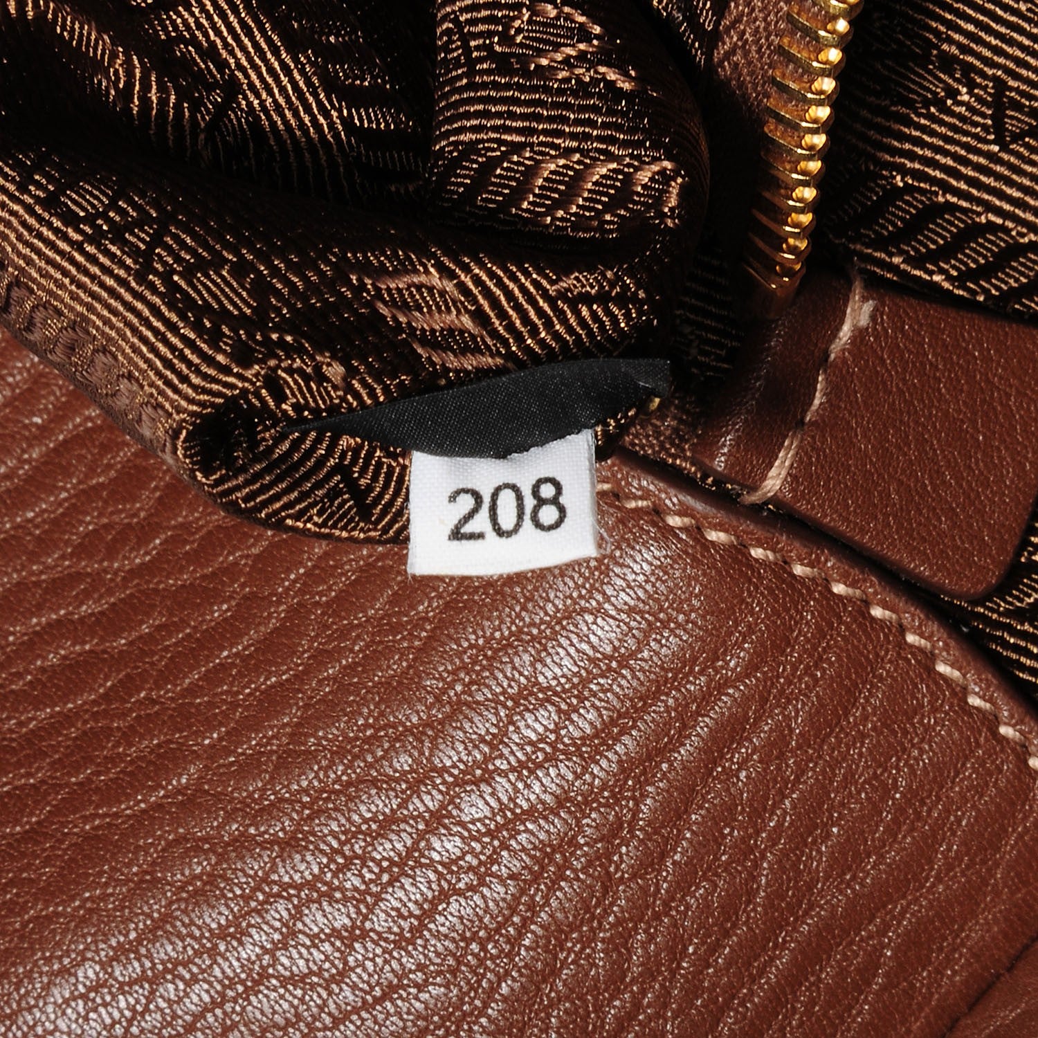Prada Vitello Daino Pushlock Tote Tobacco 9 of 12