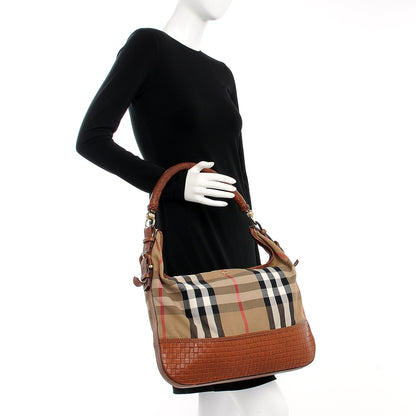 Burberry Canvas House Check Woven Hobo Brown 2 of 14