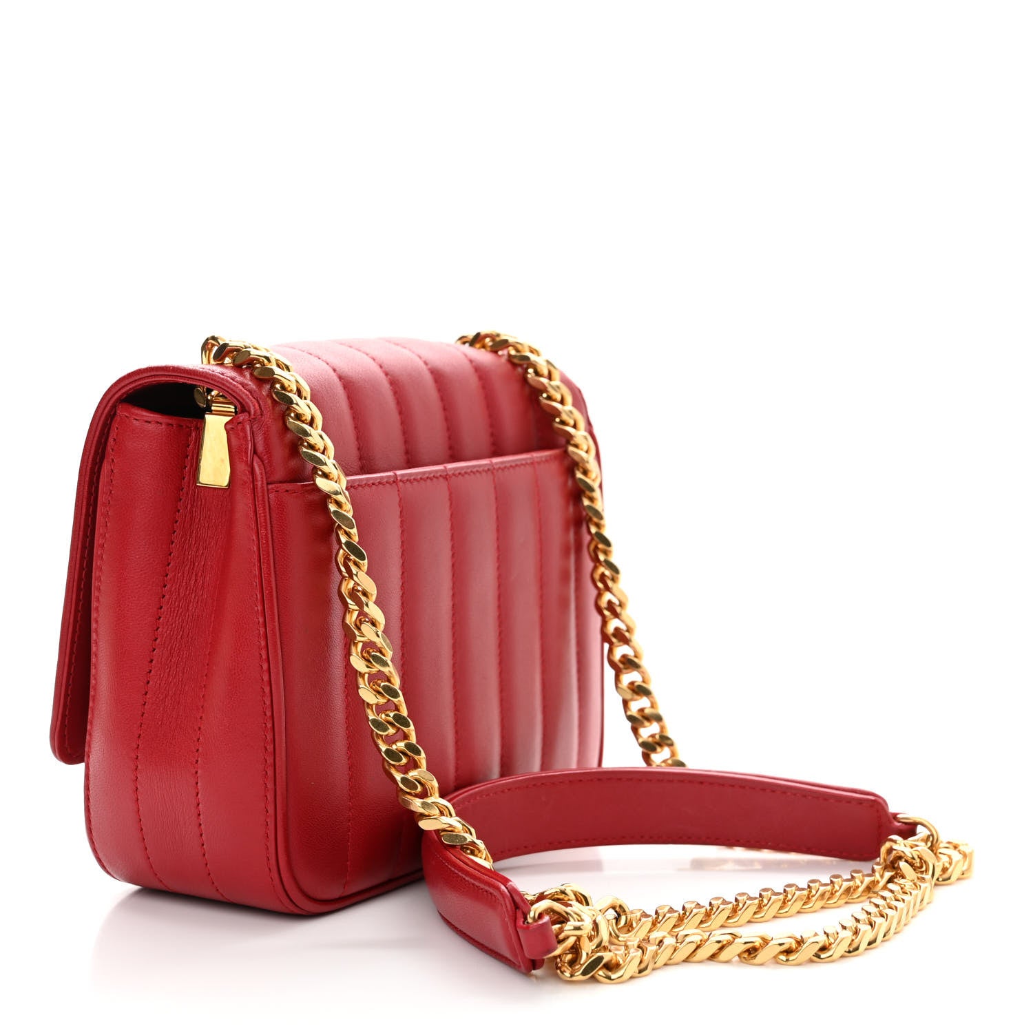 Saint Laurent Lambskin Matelasse Monogram Small Vicky Chain Bag Red 3 of 12