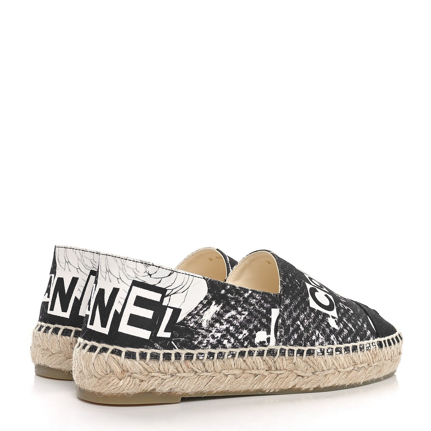 Printed Canvas Grosgrain 31 Rue Cambon Espadrilles 36 Black White