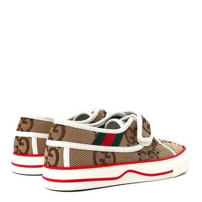 Gucci Monogram Jumbo GG Web Womens 1977 Tennis Velcro Strap Sneakers 35 Camel Ebony Mystic White 4 of 7