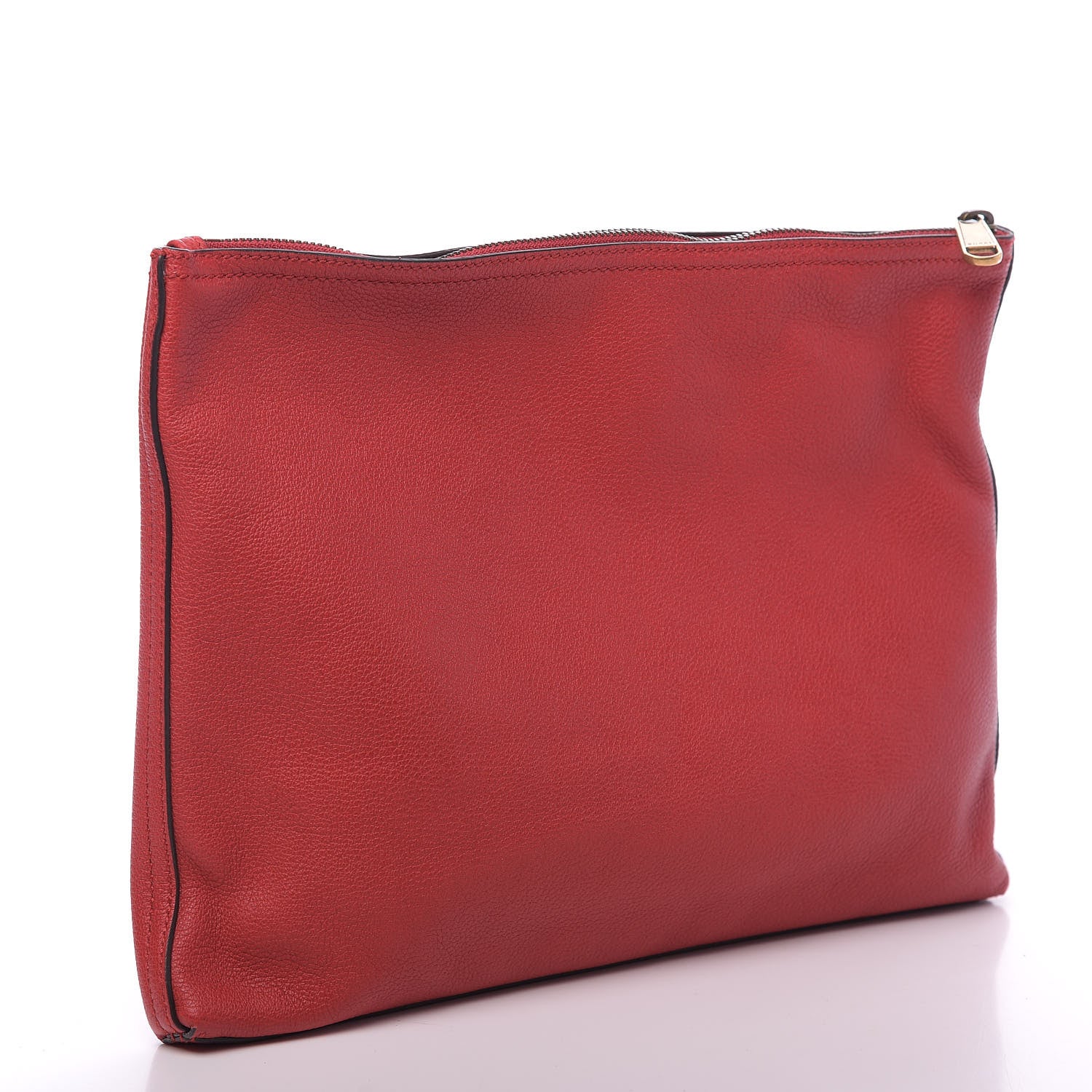 Gucci Pebbled Calfskin Medium Logo Portfolio Clutch Hibiscus Red 3 of 10