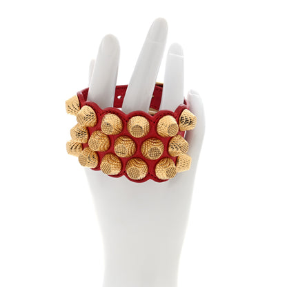Balenciaga Agneau Arena Three Row Giant Gold Bracelet Rouge Cardinal 2 of 5