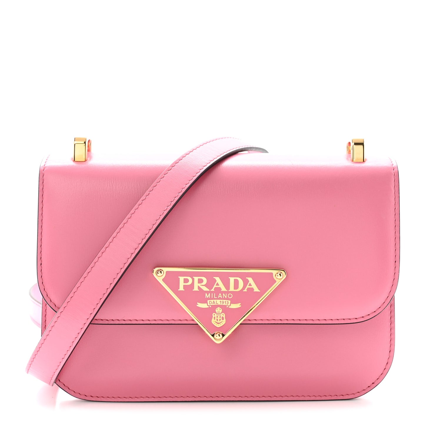 Box Calfskin Triangle Embleme Flap Shoulder Bag Begonia