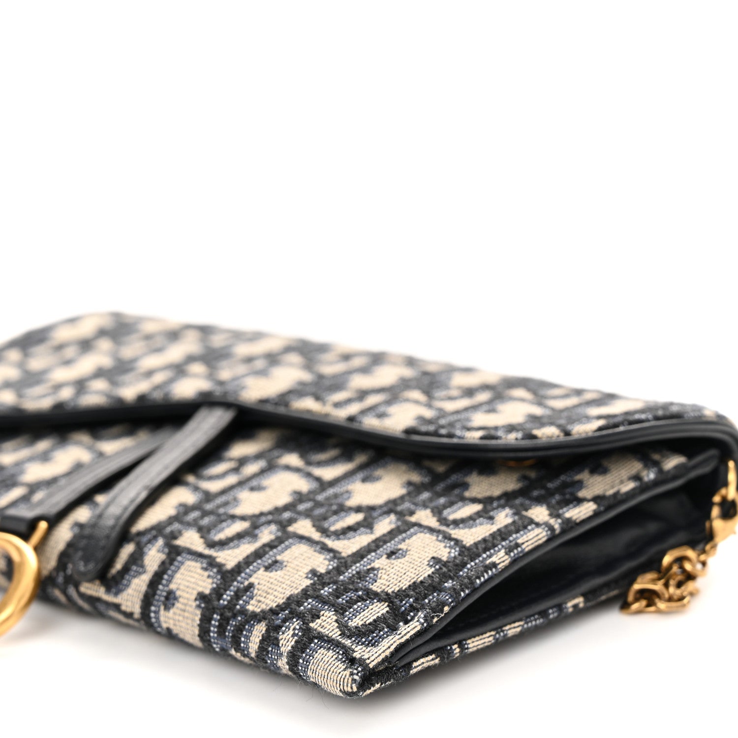 Christian Dior Oblique Saddle Chain Long Wallet Blue 11 of 12