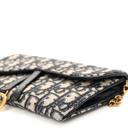 Christian Dior Oblique Saddle Chain Long Wallet Blue 11 of 12