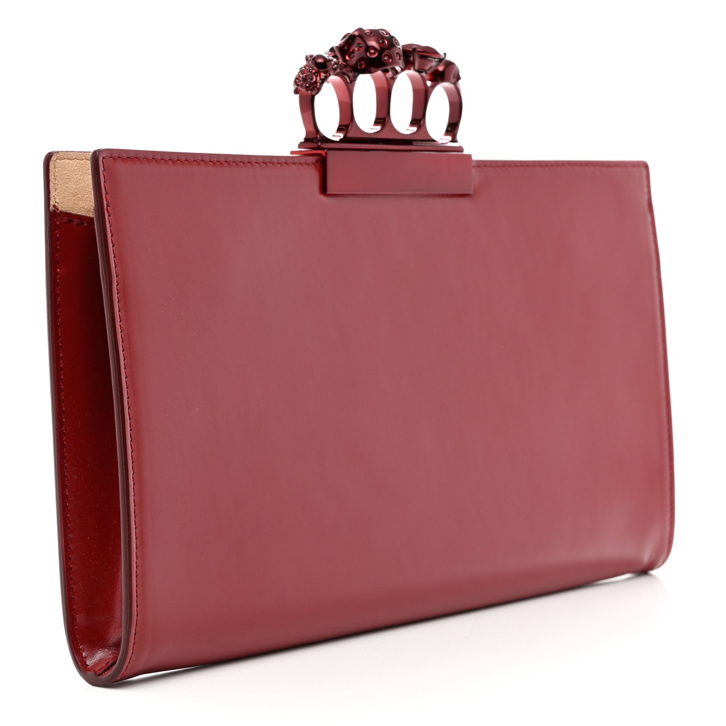 Calfskin Knuckle Flat Clutch Oxblood