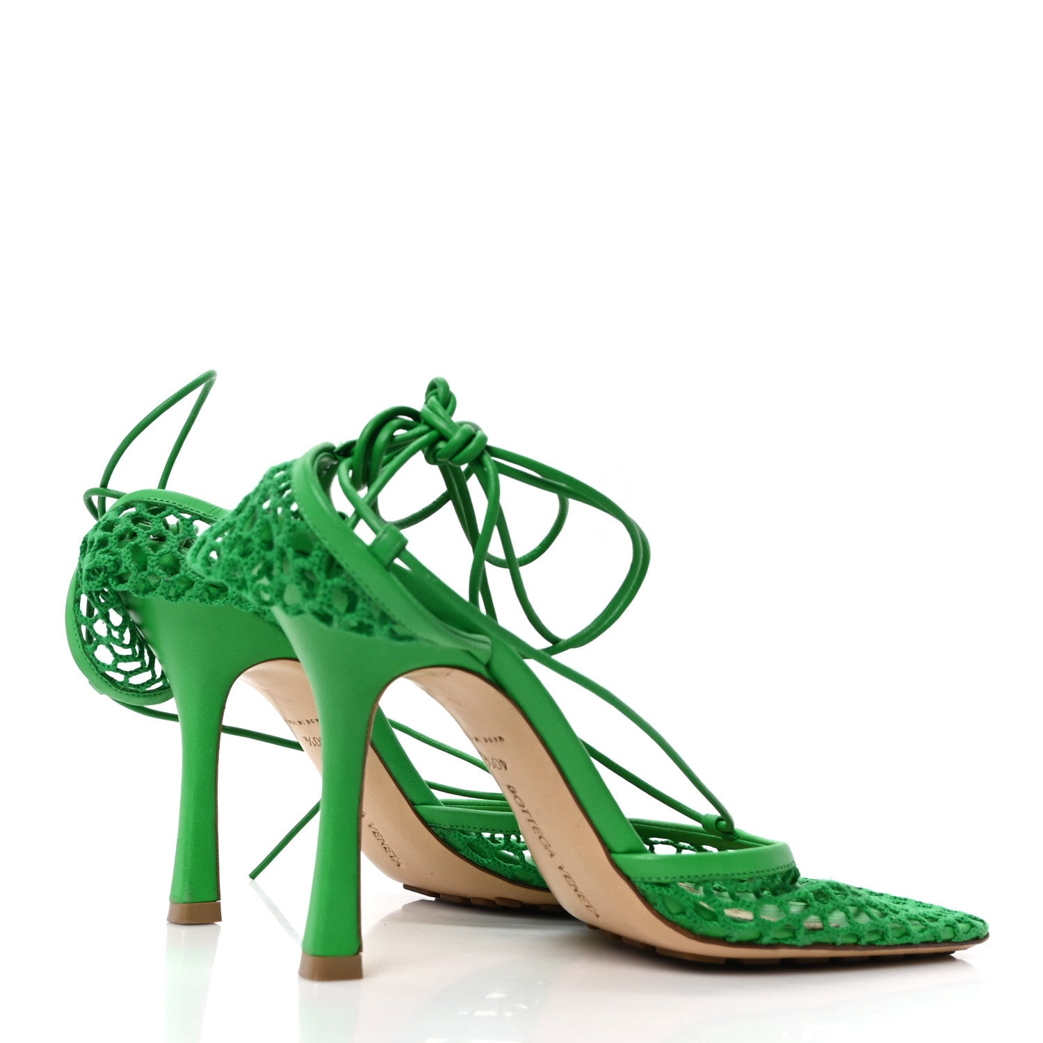 Bottega Veneta Mesh Nappa Stretch Ankle Tie 90mm Sandals 40.5 Grass 5 of 8