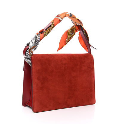 Gucci Suede Silk Scarf Medium Torchon GG Ring Shoulder Bag Red 3 of 11