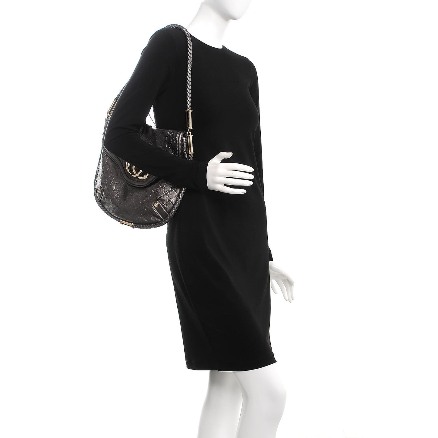 Guccissima Britt Tassel Shoulder Bag Gunmetal