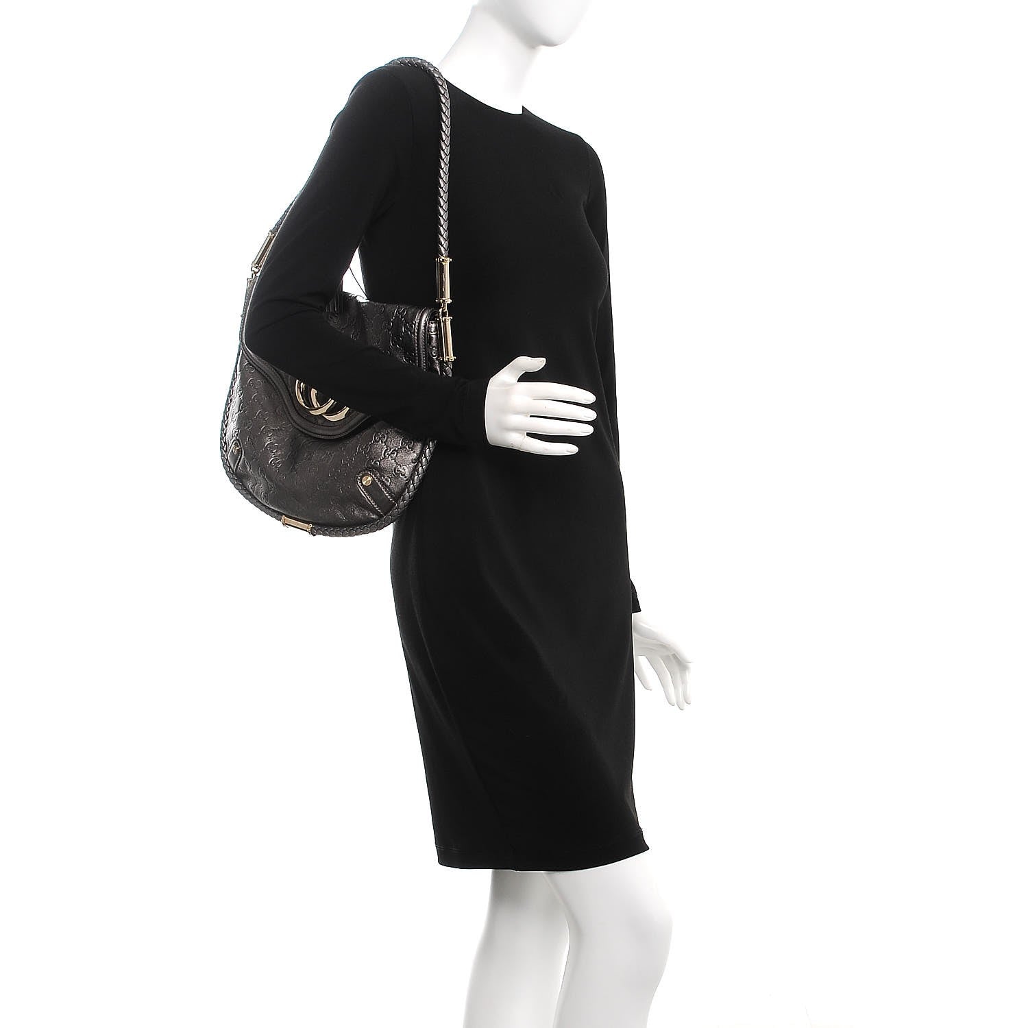 Gucci Guccissima Britt Tassel Shoulder Bag Gunmetal 3 of 19