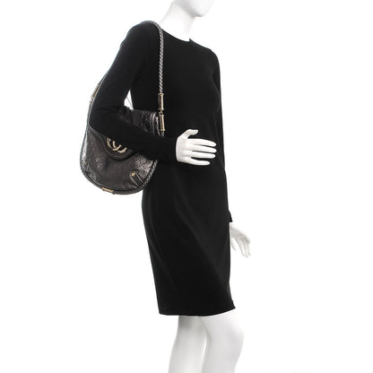 Gucci Guccissima Britt Tassel Shoulder Bag Gunmetal 3 of 19