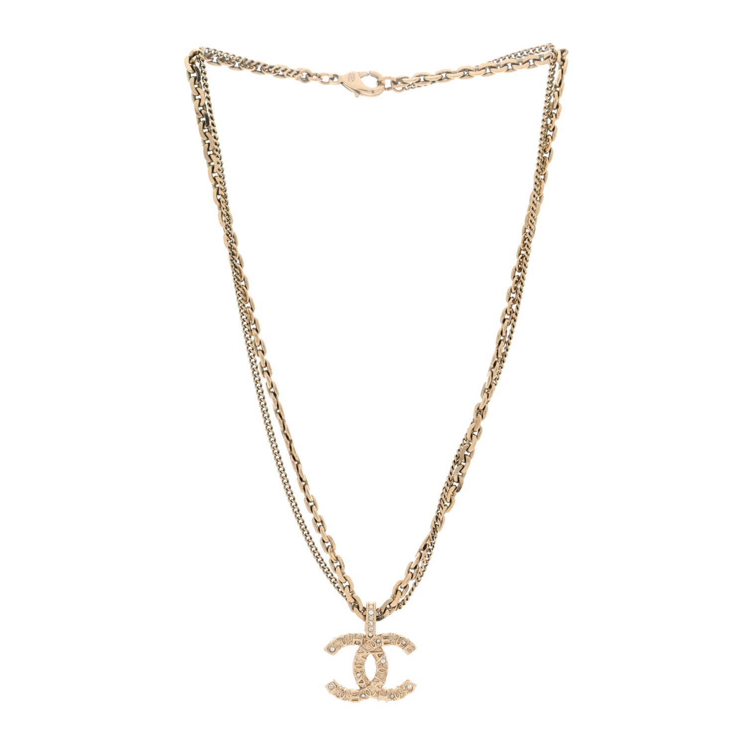Chanel Crystal CC Multi Strand Chain Necklace Gold 2 of 5