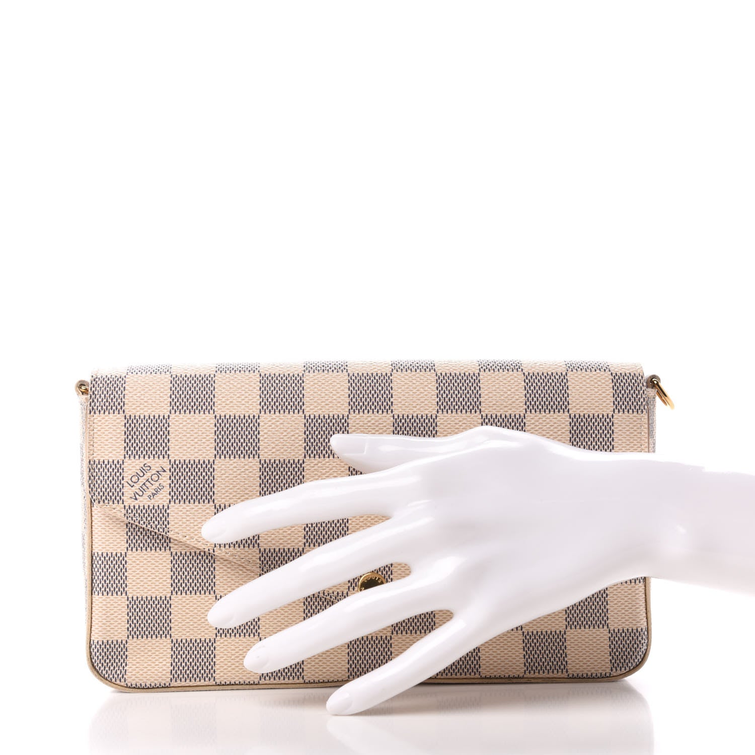 Louis Vuitton Damier Azur Pochette Felicie Chain Wallet Rose Ballerine 2 of 8