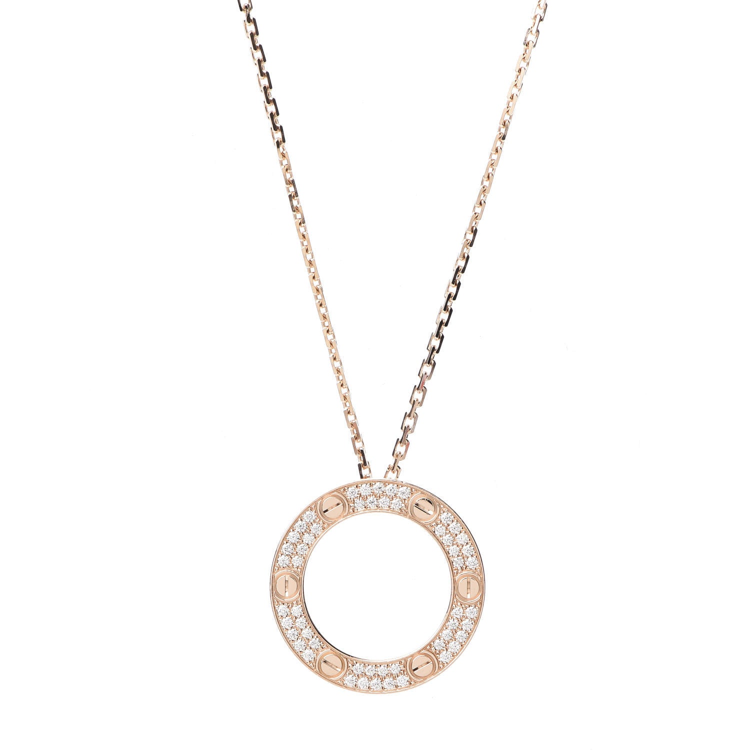 Cartier 18K Pink Gold Diamond LOVE Paved Necklace 3 of 6