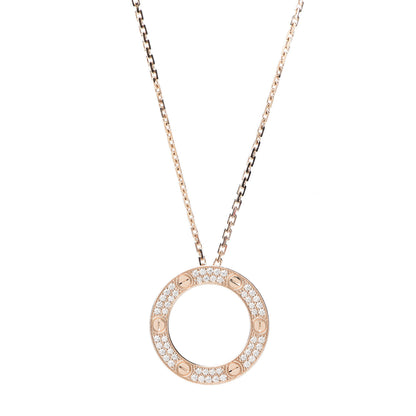Cartier 18K Pink Gold Diamond LOVE Paved Necklace 3 of 6